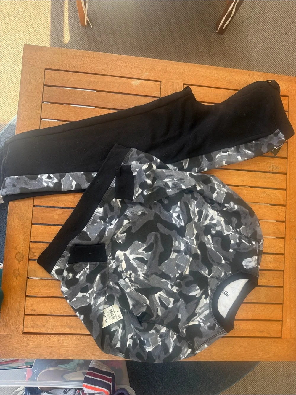 H&M Kids Black Top with Gray Camo Bottom Set
